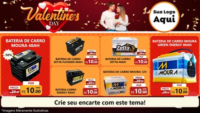 Modelo de TV para TV Horizontal com o tema Valentine's Day para Baterias Elétricas
