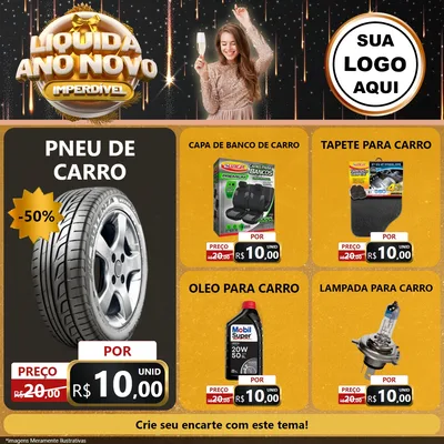 Modelo de Rede Social para Feed Facebook com o tema Liquida Ano Novo Imperdível para Auto peças