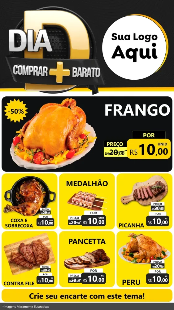 Modelo de Rede Social para Stories com o tema Dia D Mais Economia para Assados