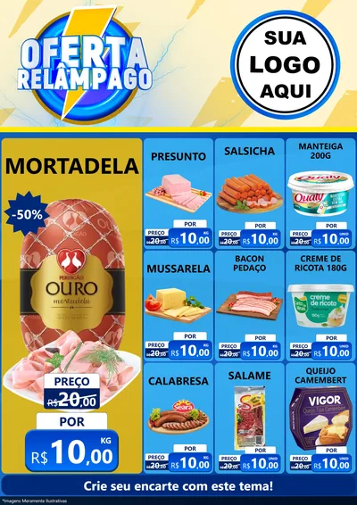 Modelo de Encarte para Encarte A4 Vertical com o tema Oferta Relâmpago para Frios e Laticínios