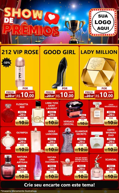 Modelo de Encarte para Encarte Grande com o tema Show de Prêmios para Perfumes
