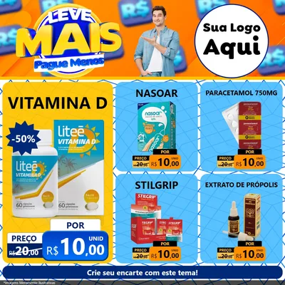 Modelo de Rede Social para Feed Facebook com o tema Leve Mais, Pague Menos para Farmácia