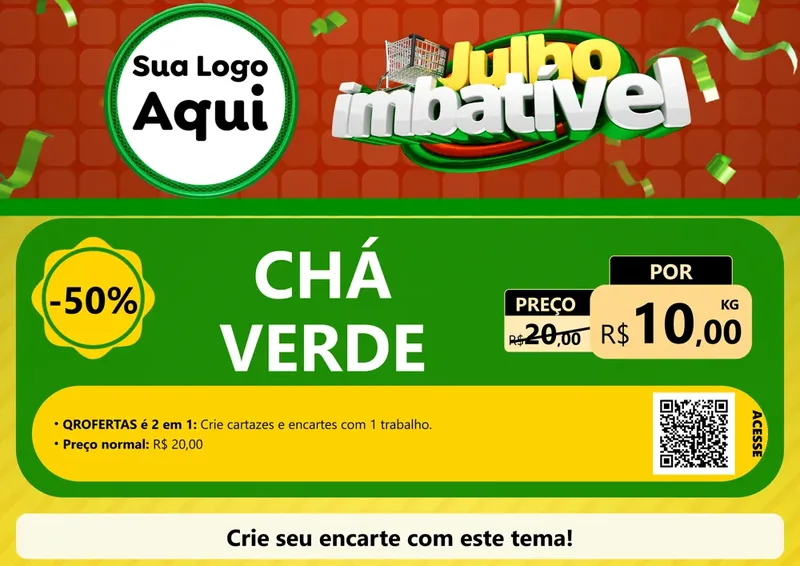Modelo de Cartaz para Cartaz A4 Horizontal com o tema Julho Imbatível para Produtos Naturais