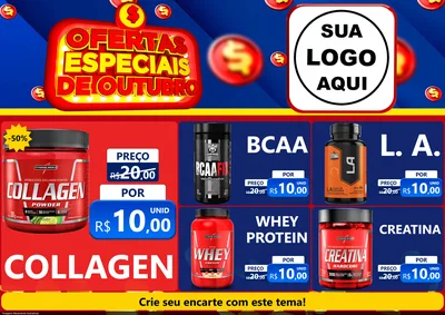 Modelo de Encarte para Encarte A4 Horizontal com o tema Ofertas Especiais de Outubro para Suplementos alimentares