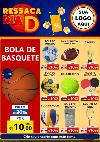Modelo de Encarte para Encarte A4 Vertical com o tema Ressaca Dia D para Artigos Esportivos