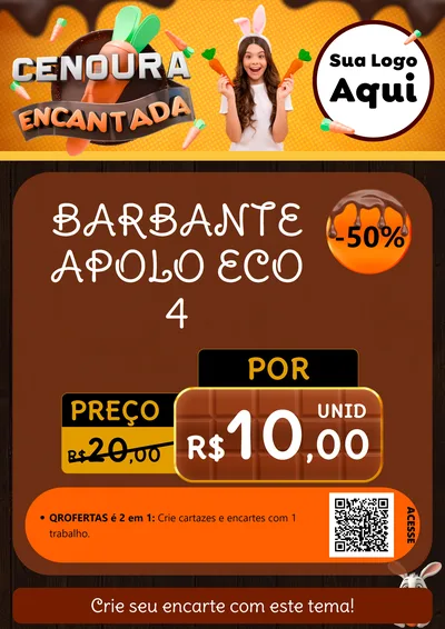 Modelo de Cartaz para Cartaz A4 Vertical com o tema Cenoura Encantada - Páscoa para Armarinho e Aviamentos
