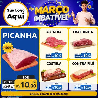 Modelo de Rede Social para Feed Facebook com o tema Março Imbatível para Açougue