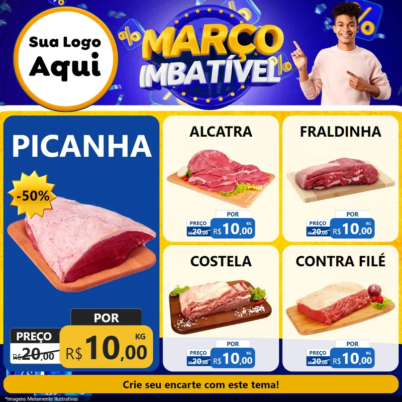 Modelo de Rede Social para Feed Facebook com o tema Março Imbatível para Açougue