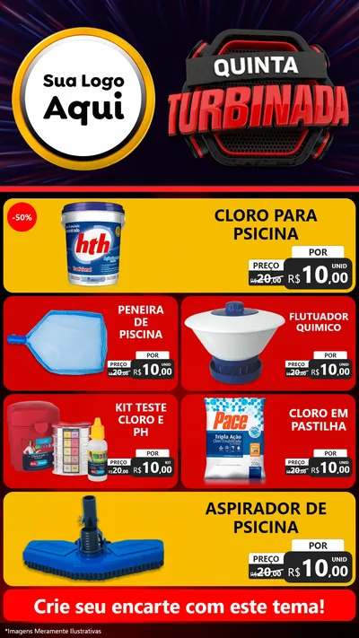 Modelo de TV para TV Vertical com o tema Quinta Turbinada para Produtos para Piscina