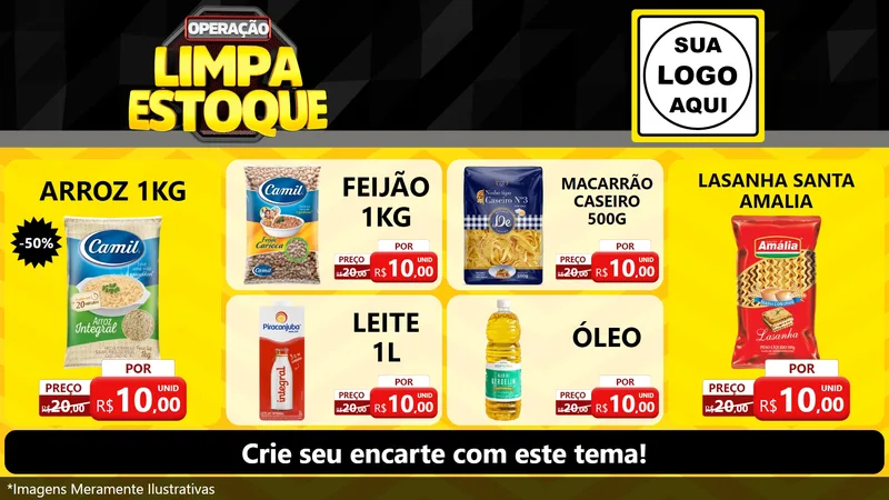 Modelo de TV para TV Horizontal com o tema Operação Limpa Estoque para Supermercado
