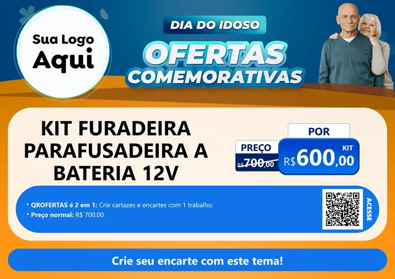 Modelo de Cartaz para Cartaz A4 Horizontal com o tema Dia do Idoso para Maquinas e Ferramentas