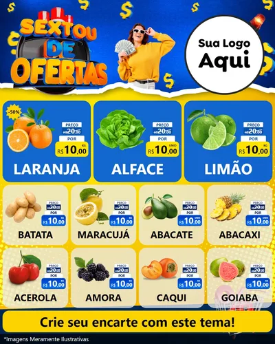 Modelo de Rede Social para Feed Instagram com o tema Sextou de Ofertas para Hortifrúti