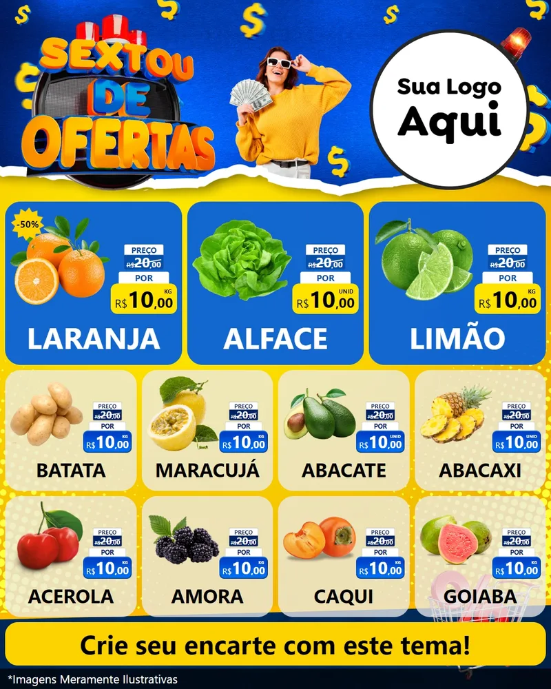 Modelo de Rede Social para Feed Instagram com o tema Sextou de Ofertas para Hortifrúti
