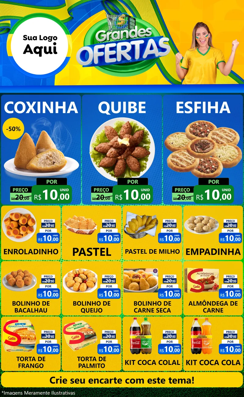 Modelo de Encarte para Encarte Grande com o tema Grandes Ofertas para Salgadaria