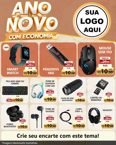 Modelo de Rede Social para Feed Instagram com o tema Ano Novo Com Economia para Informática