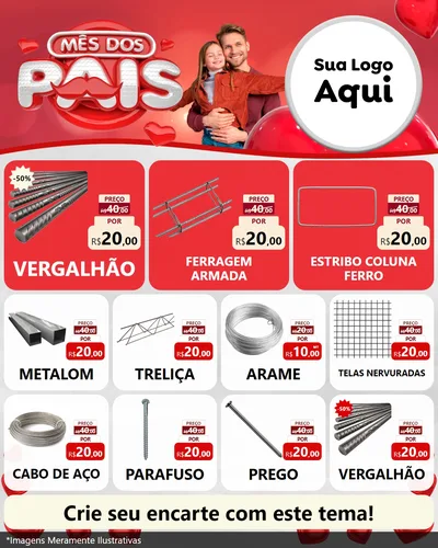 Modelo de Rede Social para Feed Instagram com o tema Mês dos Pais para Ferragens
