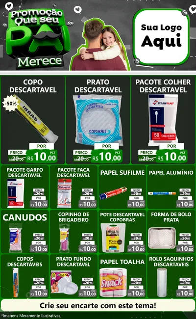 Modelo de Encarte para Encarte Grande com o tema Promoção Que seu Pai Merece para Embalagens