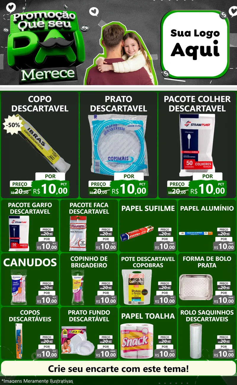 Modelo de Encarte para Encarte Grande com o tema Promoção Que seu Pai Merece para Embalagens