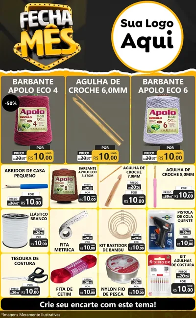 Modelo de Encarte para Encarte Grande com o tema Fecha Mês para Armarinho e Aviamentos