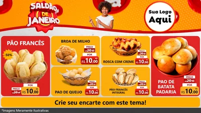 Modelo de TV para TV Horizontal com o tema Saldão de Janeiro para Padaria