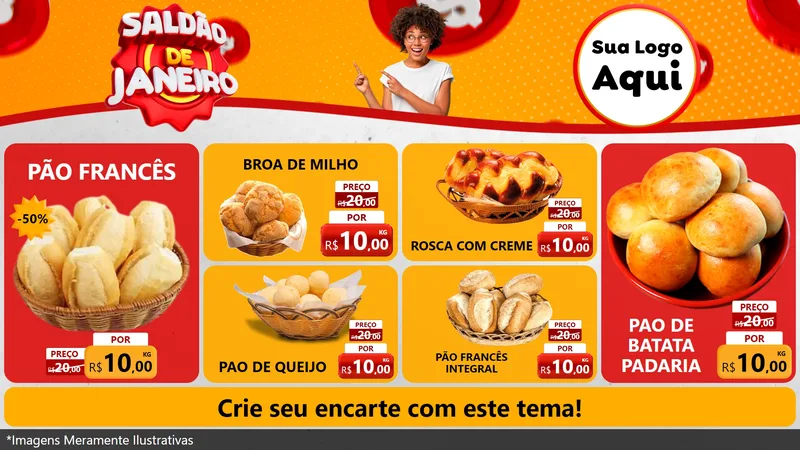 Modelo de TV para TV Horizontal com o tema Saldão de Janeiro para Padaria