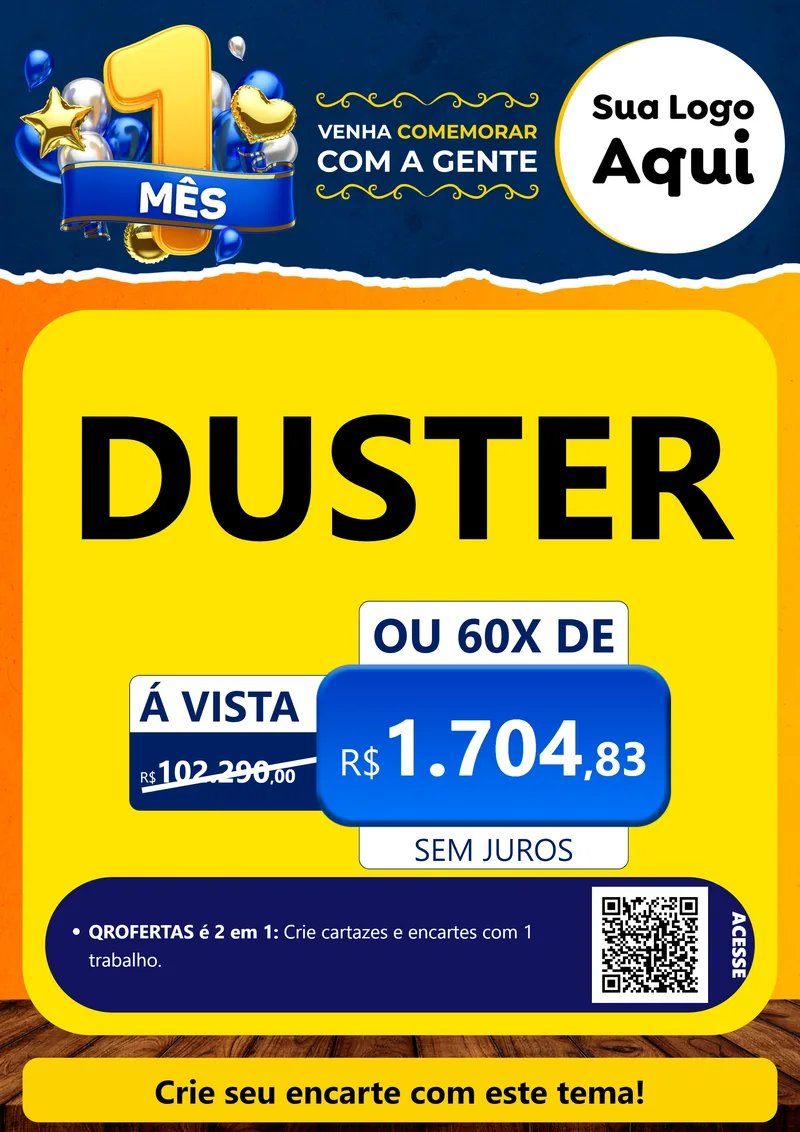 Modelo de Cartaz para Cartaz A4 Vertical com o tema Um Mês de Aniversário para Concessionaria de Carros