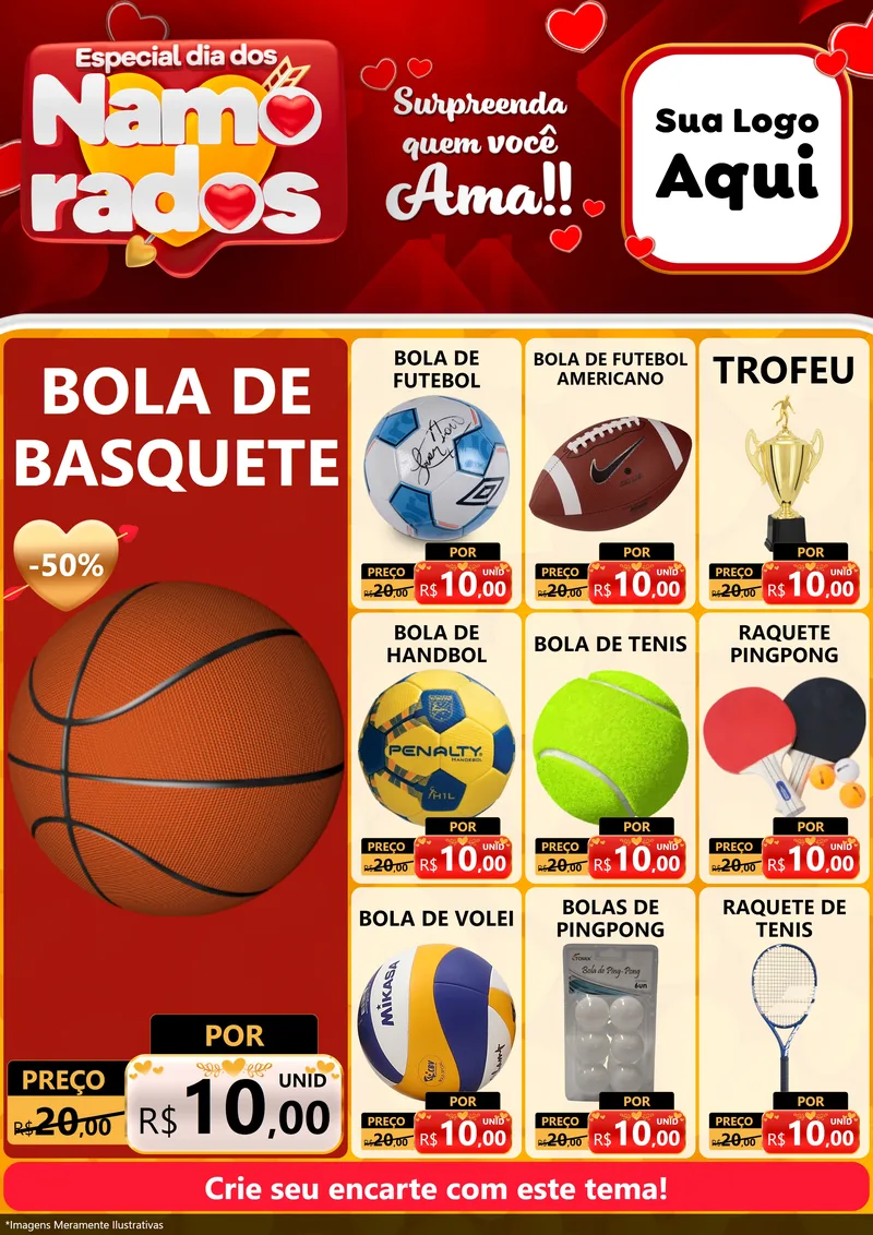 Modelo de Encarte para Encarte A4 Vertical com o tema Especial Dia dos Namorados para Artigos Esportivos