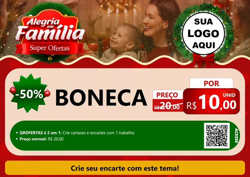 Modelo de Cartaz para Cartaz A4 Horizontal com o tema Alegria Em Família - Super Ofertas para Brinquedos