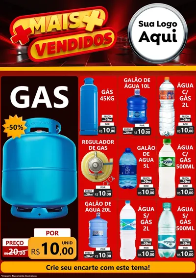 Modelo de Encarte para Encarte A4 Vertical com o tema Mais Vendidos para Água e gás