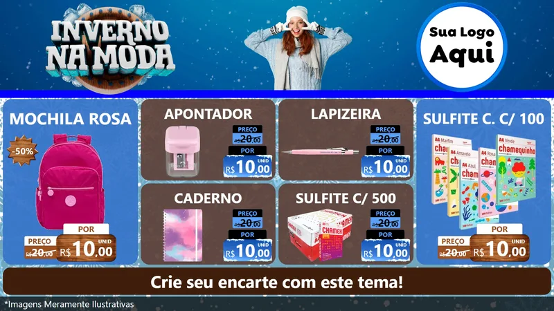 Modelo de TV para TV Horizontal com o tema Inverno na Moda para Papelaria