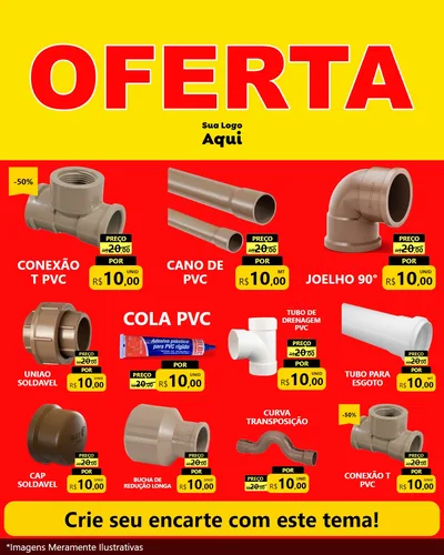 Modelo de Rede Social para Feed Instagram com o tema OFERTA - Vermelho Cartaz para Tubos e conexões