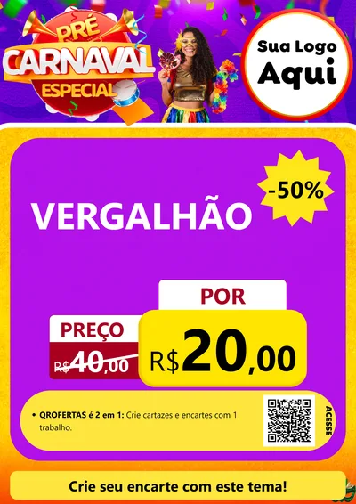 Modelo de Cartaz para Cartaz A4 Vertical com o tema Pré-Carnaval Especial para Ferragens