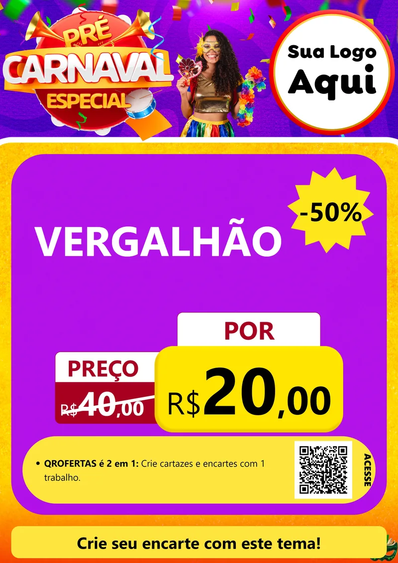 Modelo de Cartaz para Cartaz A4 Vertical com o tema Pré-Carnaval Especial para Ferragens