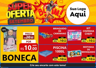 Modelo de Encarte para Encarte A4 Horizontal com o tema Super Oferta Setembro para Brinquedos