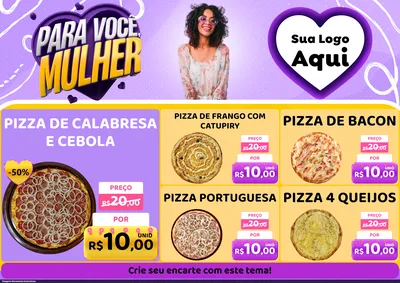 Modelo de Encarte para Encarte A4 Horizontal com o tema Para Você, Mulher para Pizzaria