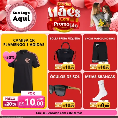 Modelo de Rede Social para Feed Facebook com o tema Dia Das Mães Com Promoção para Roupas e acessórios