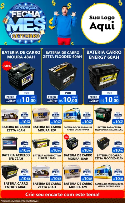 Modelo de Encarte para Encarte Grande com o tema Operação Fecha Mês Setembro para Baterias Elétricas