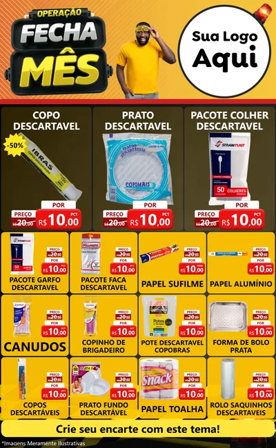 Modelo de Encarte para Encarte Grande com o tema Operação Fecha Mês para Embalagens