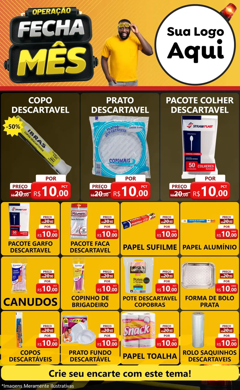 Modelo de Encarte para Encarte Grande com o tema Operação Fecha Mês para Embalagens