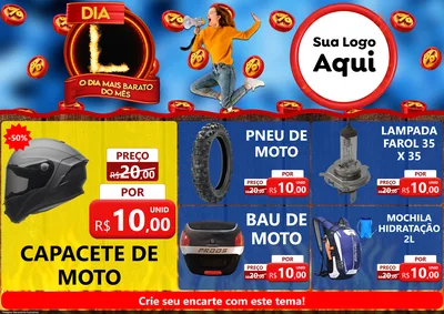 Modelo de Encarte para Encarte A4 Horizontal com o tema Dia L - O Dia Mais Barato Do Mês para Moto peças