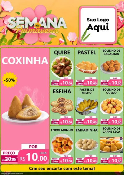 Modelo de Encarte para Encarte A4 Vertical com o tema Semana da Primavera para Salgadaria