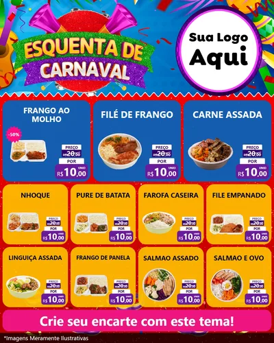 Modelo de Rede Social para Feed Instagram com o tema Esquenta de Carnaval para Restaurante