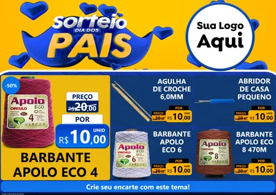 Modelo de Encarte para Encarte A4 Horizontal com o tema Sorteio Dia dos Pais para Armarinho e Aviamentos