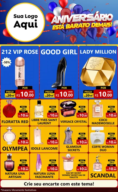 Modelo de Encarte para Encarte Grande com o tema Aniversário para Perfumes