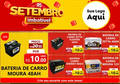 Modelo de Encarte para Encarte A4 Horizontal com o tema Setembro Imbatível para Baterias Elétricas
