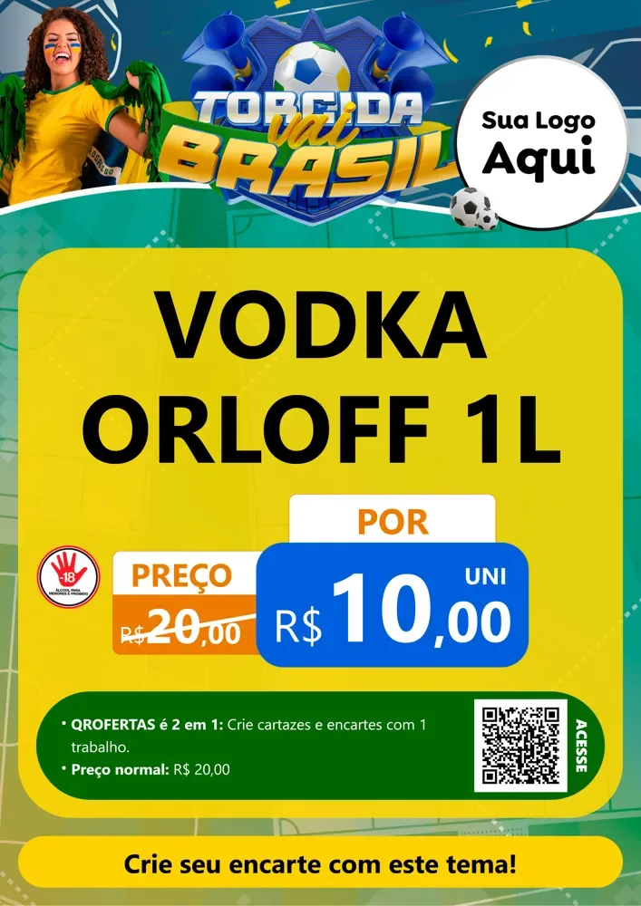 Modelo de Cartaz para Cartaz A4 Vertical com o tema Torcida Vai Brasil - Copa para Distribuidora de bebidas