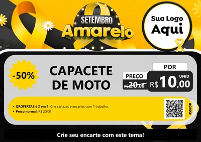 Modelo de Cartaz para Cartaz A4 Horizontal com o tema Setembro Amarelo para Moto peças