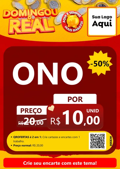 Modelo de Cartaz para Cartaz A4 Vertical com o tema Domingou do Real para Óticas