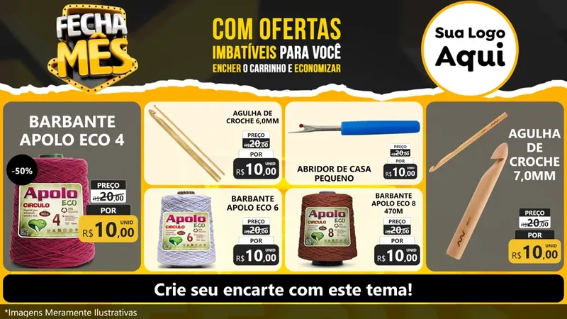 Modelo de TV para TV Horizontal com o tema Fecha Mês para Armarinho e Aviamentos