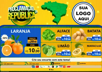 Modelo de Encarte para Encarte A4 Horizontal com o tema Proclamação da República para Hortifrúti